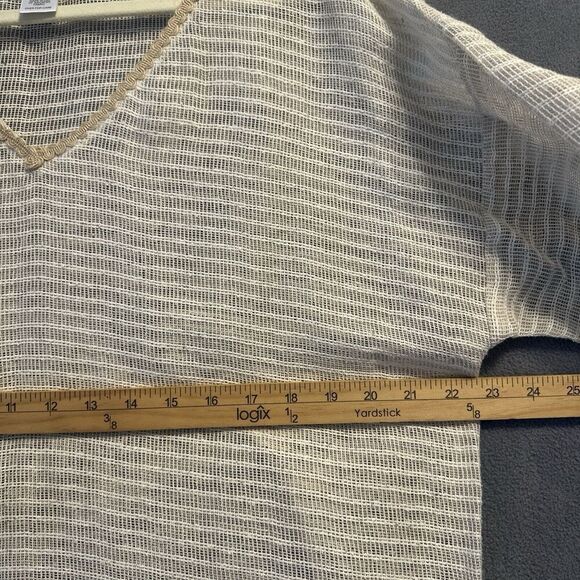 MM Krizia Open Knit Tunic Top Silk Linen Blend Womens Size L Beige Made in USA - Picture 8 of 8